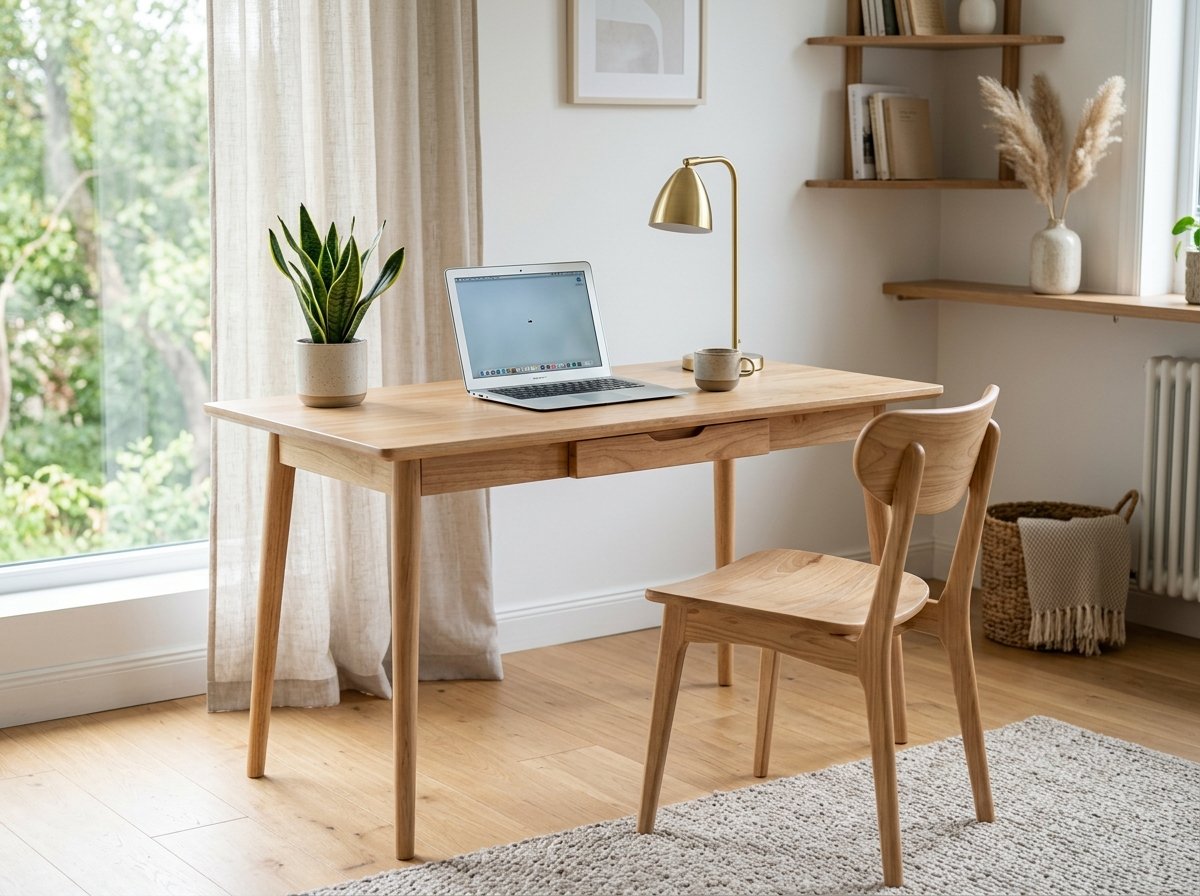 Rubberwood Study Desk & Chair Set - Home Office